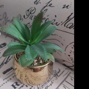 Cute Small Decorative GOLD Pot Fake Plant For Any Room